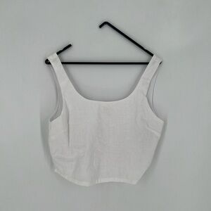 Rove Mallorca 100% Lux Flax Linen Crop Top In White
